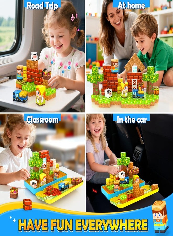 Soyee Magnetic Blocks Travel Toddler Toys Magnet Building Tiles Construction Cubes STEM Sensory Learning Farm Toys with Box Christmas Birthday Gifts for Kids Ages 3 4 5 6 7 8 Year Old Boys Girls - Image 4